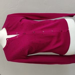 Cranberry Red Rhinestone cardigan.